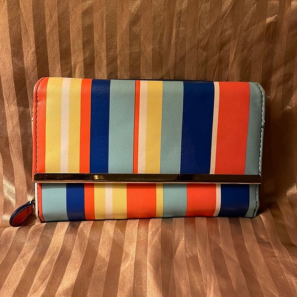 Safe keeper striped colorful wallet-like new. Has tons of space - Picture 1 of 13